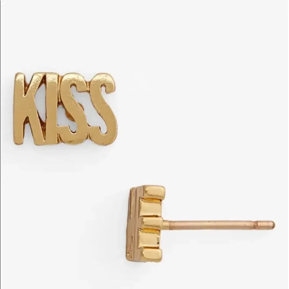 Kate Spade Gold “Kiss Me” Studs